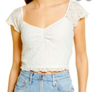Abound Lace cropped top L NWT